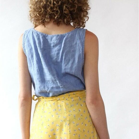 Eileen Fisher Blue 100% Irish Linen Sleeveless Tunic Tank top Size 3X - Picture 3 of 7